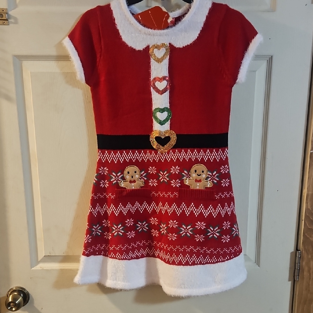 33 DEGREES GIRLS CHRISTMAS SWEATER DRESS: RED: NEW WITH TAGS: SIZE L (14)